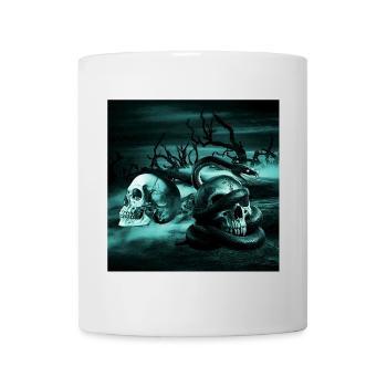 Schlange, Menschenschädel, dunkle landschaften - Tasse - Weiß - Vorne