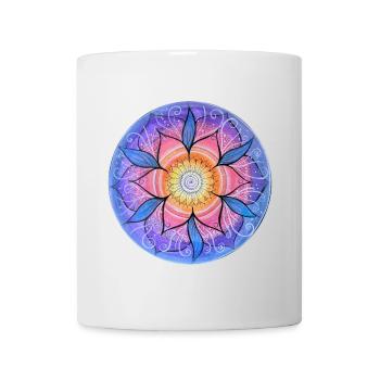 Blumenmandala in lebendigen Farben - Tasse - Weiß - Vorne