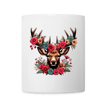 Cerf avec des fleurs - Mug blanc - blanc - Devant