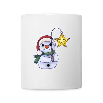Schneemann mit Stern - Tasse - Weiß - Vorne