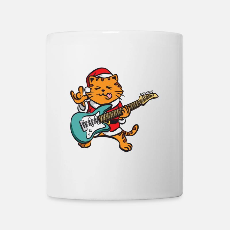 Guitariste Guitare Comic Cat Noël - Mug blanc - blanc