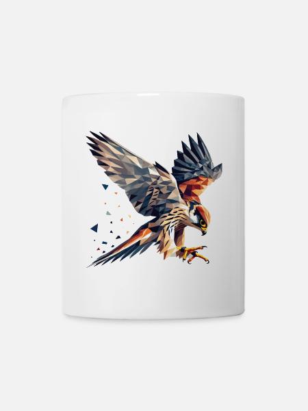 Falke Greifvogel Polygon Stil - Tasse - Weiß
