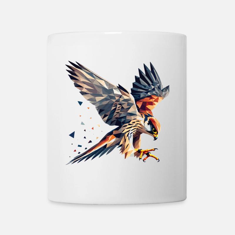 Falke Greifvogel Polygon Stil - Tasse - Weiß