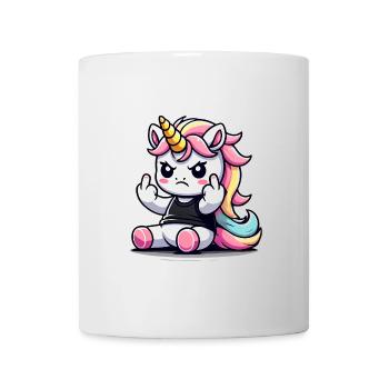 Rebellious Unicorn Flipping Off - Mug - white - Front