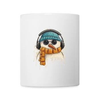 Groovy Funky Pop Art Snowman DJ with Headphones - Mug - white - Front