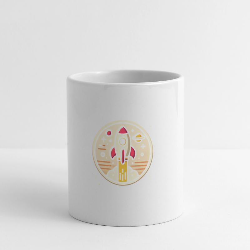 Fusée rétro perdue dans l’espace Graphique Mug blanc