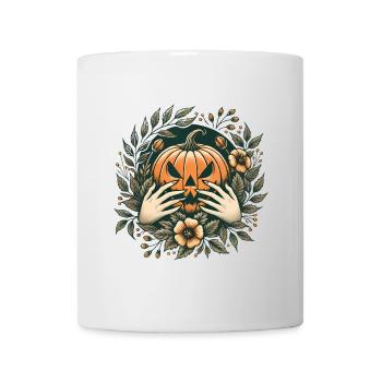 Gruseliger Kürbiskranz Halloween Kunst - Tasse - Weiß - Vorne
