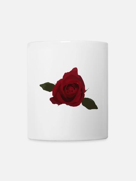 Rote Rose, Blume, Draufsicht - Tasse - Weiß