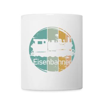 retro Lok Eisenbahner vintage alte Bahn Zug Symbol - Tasse - Weiß - Vorne