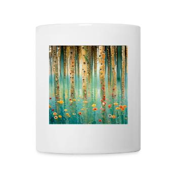 Abstrakter Wald aus Blumen und Reflexionen - Tasse - Weiß - Vorne