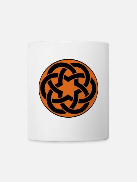 Orangefarbener keltischer Stern - Tasse - Weiß