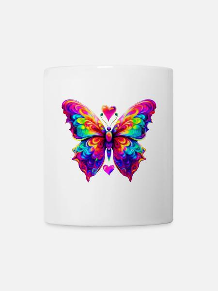 Colorful Psychedelic Butterfly - Mug - white