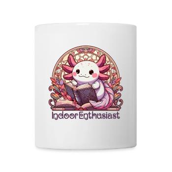 Axolotl Drinnen Enthusiast Buch Bücher Geschenk - Tasse - Weiß - Vorne