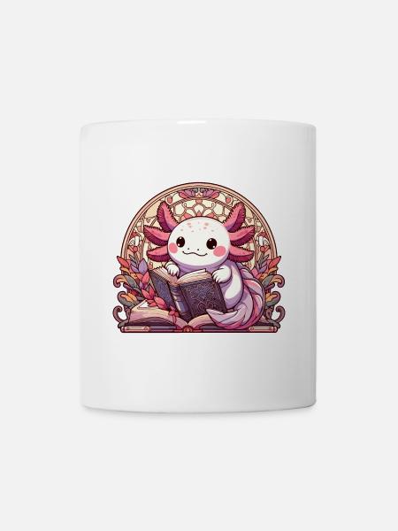Axolotl Buch Bücher Lesen Geschenk - Tasse - Weiß