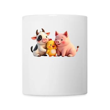 Animaux Mignons, Vache, Poussin, Cochon - Mug blanc - blanc - Devant
