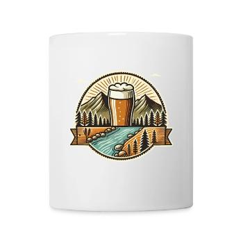 Bergbier-Abenteuer-Abzeichen-Design - Tasse - Weiß - Vorne