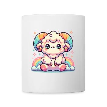 Bunte süße Widder Cartoon Illustration - Tasse - Weiß - Vorne