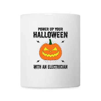 Elektriker Halloween Power Up Gruseliger Kürbis - Tasse - Weiß - Vorne