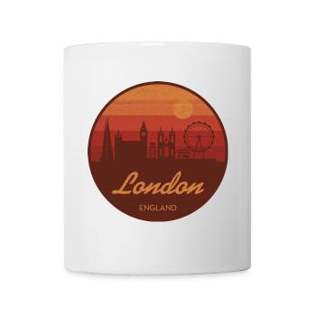 Londons Skyline im Retro Sonnenuntergang - Tasse - Weiß - Vorne