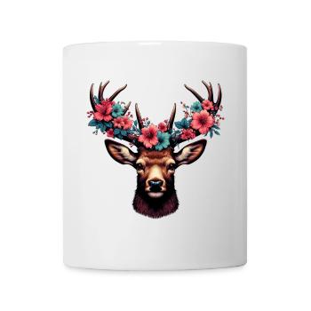 Cerf avec des fleurs - Mug blanc - blanc - Devant