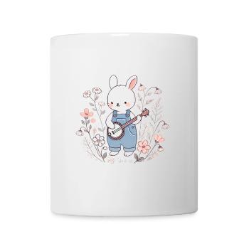 Banjo-Hase im Blumenfeld - Tasse - Weiß - Vorne