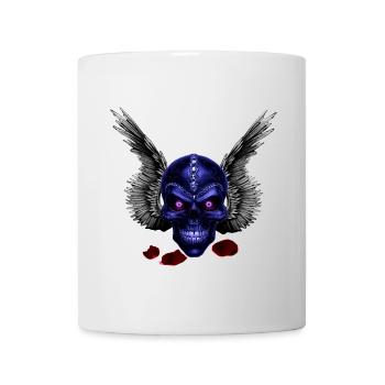 menschenschädel und Feder-Flügel, gothic design - Tasse - Weiß - Vorne
