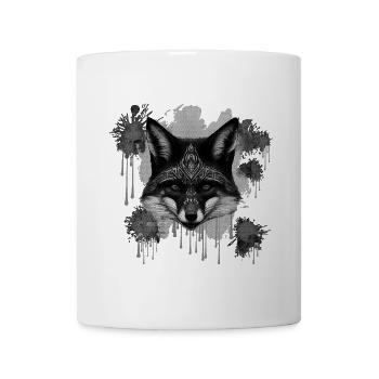 Farbflecken, schwarz-weiß, Füchse,Tribals - Tasse - Weiß - Vorne