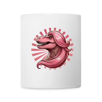 Rosahaarige Diva TRex Illustration - Tasse - Weiß - Vorne