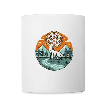 Howling Wolf with Pizza Moon - Mug - white - Front