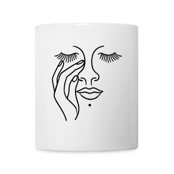 Minimalistische Gesichtslinie Kunst mit Hand - Tasse - Weiß - Vorne