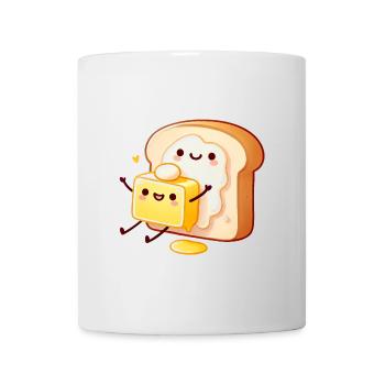 Butter Toast Hug Cute Cartoon Design - Mug - white - Front