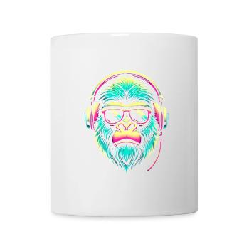 Neon Gorilla with Headphones - Mug - white - Front