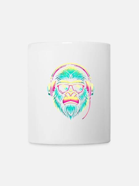 Neon Gorilla with Headphones - Mug - white