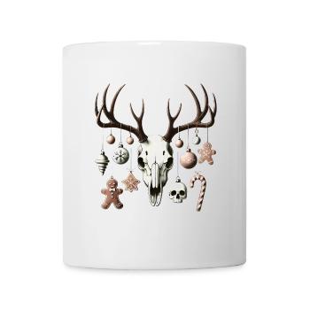 Festlicher Totenschädel mit Weihnachtsschmuck - Tasse - Weiß - Vorne