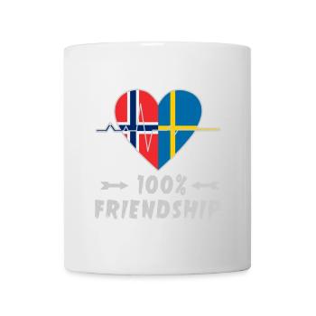 Norwegen und Schweden 100% Freundschaft - Tasse - Weiß - Vorne