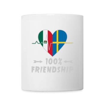Mexiko und Schweden 100% Freundschaft - Tasse - Weiß - Vorne