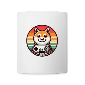 Retro Shiba Gamer mit Sunset Abzeichen - Tasse - Weiß - Vorne