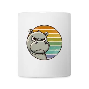 Mürrisches Nilpferd Retro Regenbogen Design - Tasse - Weiß - Vorne