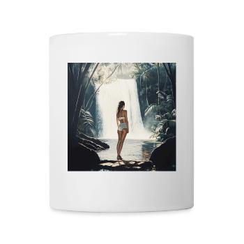 Reizende Frau am Wasserfall - Tasse - Weiß - Vorne