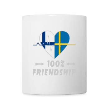 Finnland und Schweden 100% Freundschaft - Tasse - Weiß - Vorne