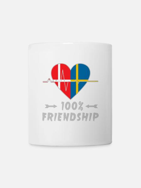 Dänemark und Schweden 100% Freundschaft - Tasse - Weiß