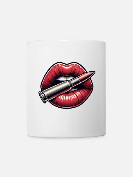 Kräftige Lippen mit Bullet-Grafikdesign - Tasse - Weiß