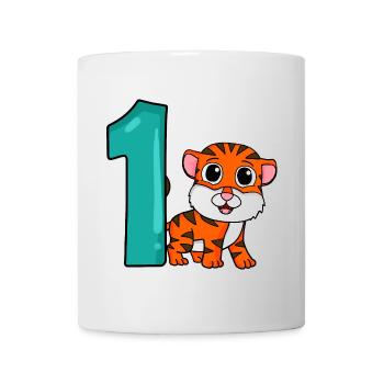 Zahl 1 Nummer Eins - Tiger Motiv - Tasse - Weiß - Vorne