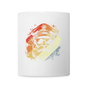 Retro Segelkapitän Zeichnung - Tasse - Weiß - Vorne