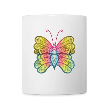 Mandala Papillon Aquarelle - Mug blanc - blanc - Devant