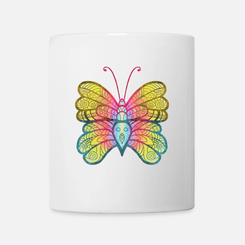 Mandala Schmetterling Wasserfarbe - Tasse - Weiß