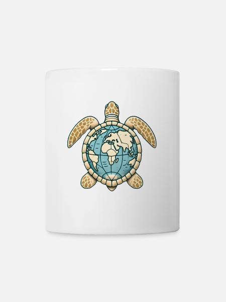 Illustration du globe de la tortue de la Terre - Mug blanc - blanc