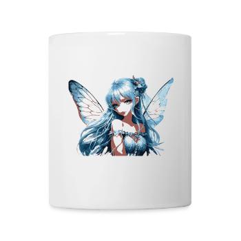 Blauer Feenflügel mit Blumen - Tasse - Weiß - Vorne