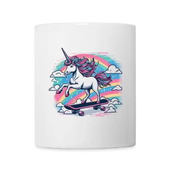 Regenbogen Einhorn Skateboard - Tasse - Weiß - Vorne