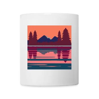 Geometrische Abendlandschaft am See - Tasse - Weiß - Vorne